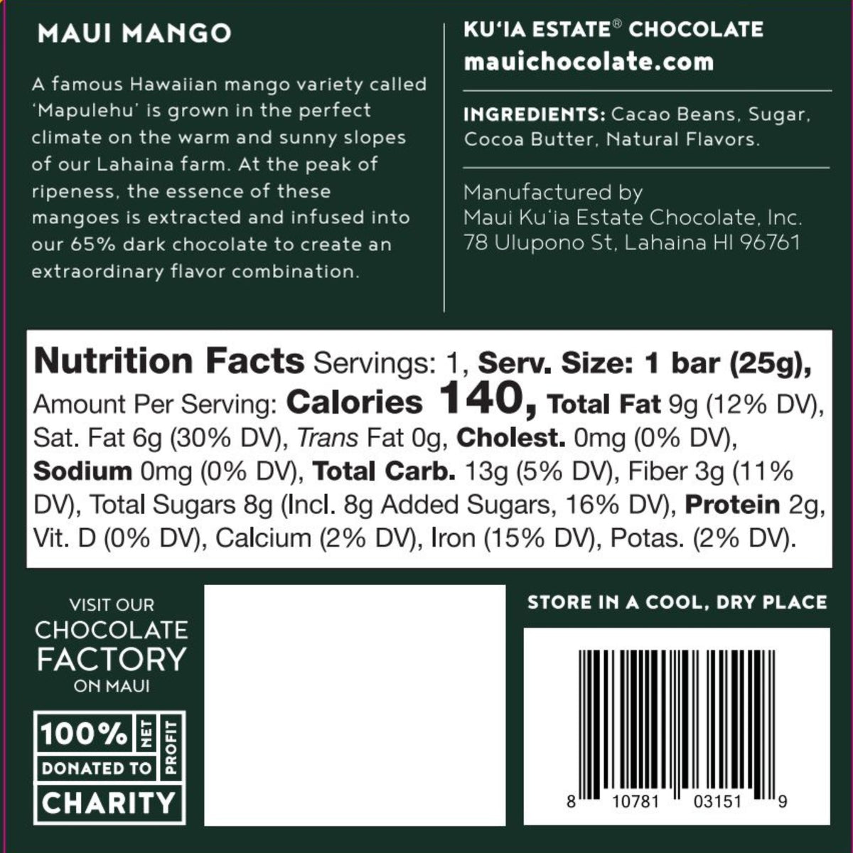 Mango Dark Chocolate Bar