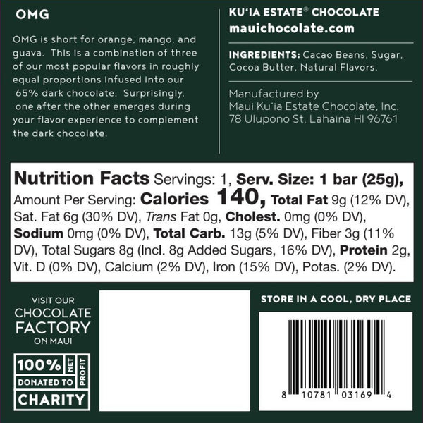 Orange Mango Guava Dark Chocolate Bar | Maui Ku'ia Estate Chocolate