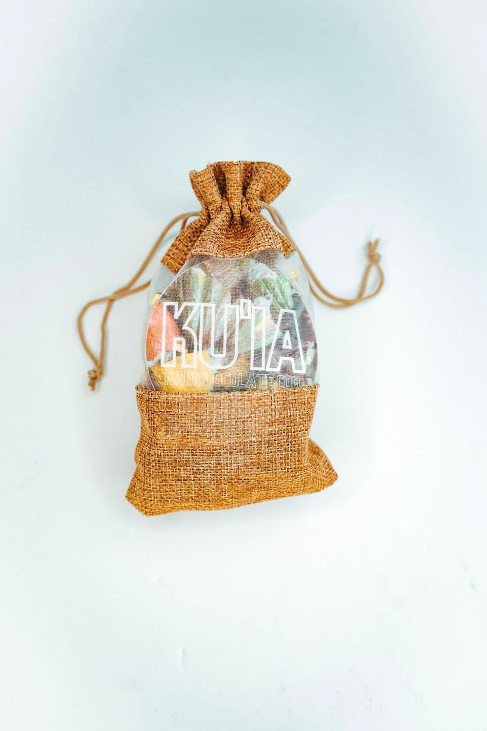 Singular Jute bag with a Ku&#39;ia sticker inside 