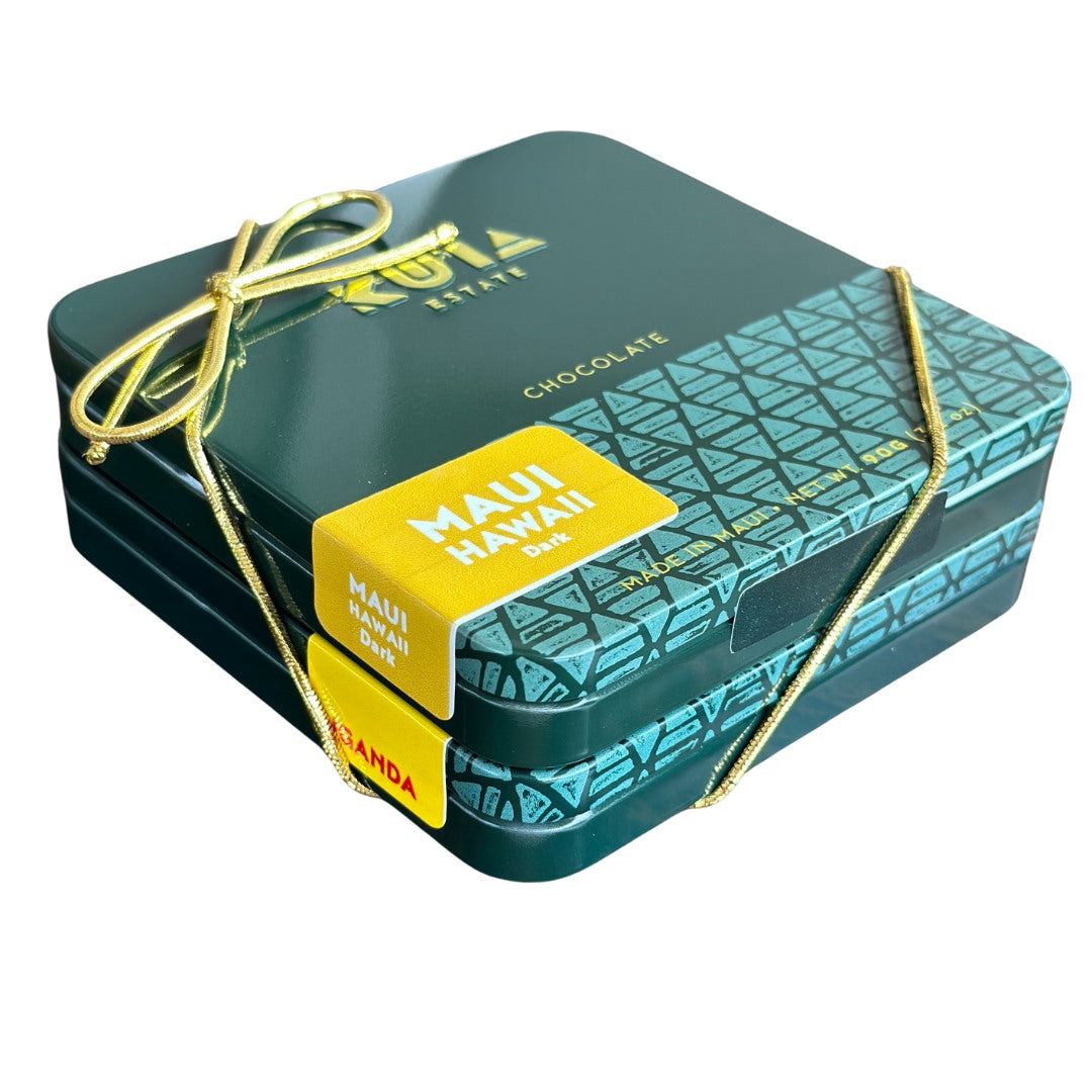 Uganda Maui chocolate Gift Tins with gold bow